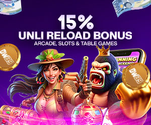 15% Unli Reload Bonus Arcade, Slots & Table Games